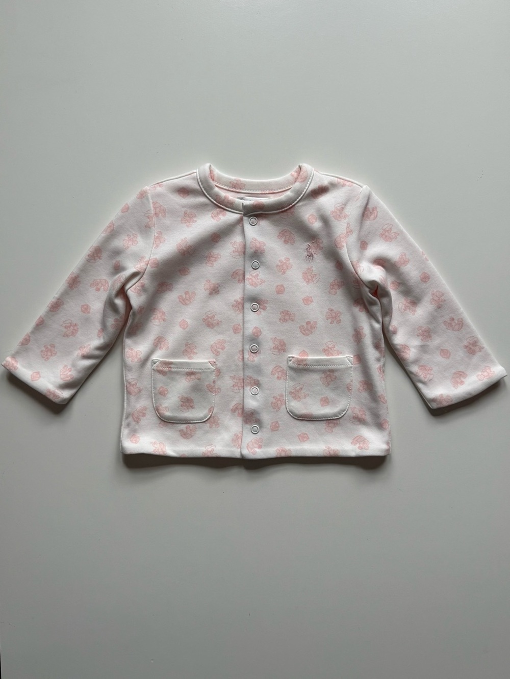Ralph Lauren Baby Girl Pink Reversible Organic Cotton Jacket - Size 6-9M